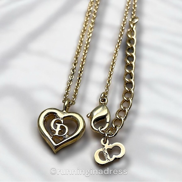 Christian Dior Gold Plated CD Heart Necklace - Picture 1 of 16